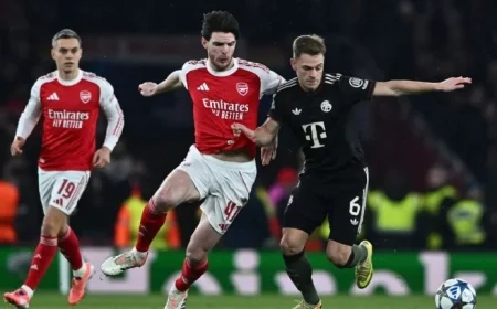 Live Champions League Action: Arsenal vs Bayern Clash as Mbappé Achieves First-Half Hat Trick