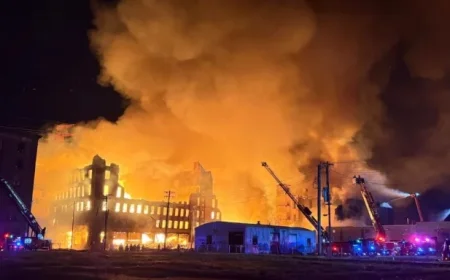Firefighters Combat Blaze at Three Downtown Warehouses