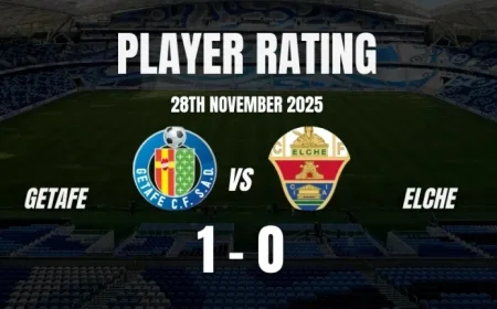 Getafe vs Elche Player Ratings Mauro Arambarri Shines with Winning Goal in Thrilling La Liga Matchup