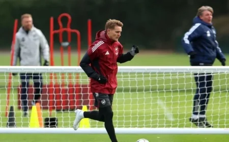 Arsenal’s Martin Ødegaard set for potential comeback against Bayern Munich