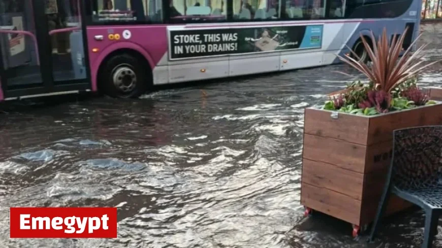 Commuters in Staffordshire Face Challenges as Flash Floods Follow Heavy Deluge