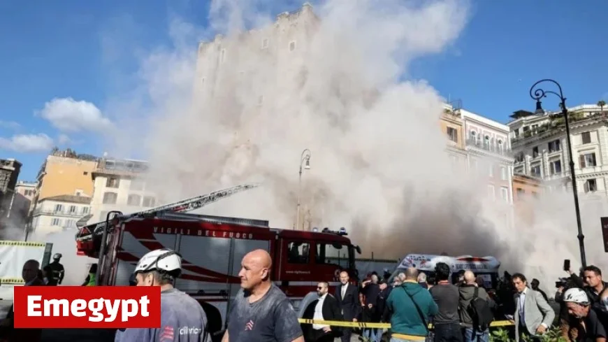 Emergency Response Activated as Medieval Tower Collapses in Rome