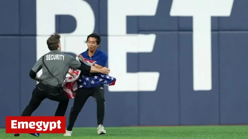 American Flag-Waving Fan Invades Field at World Series Game 6 in Toronto