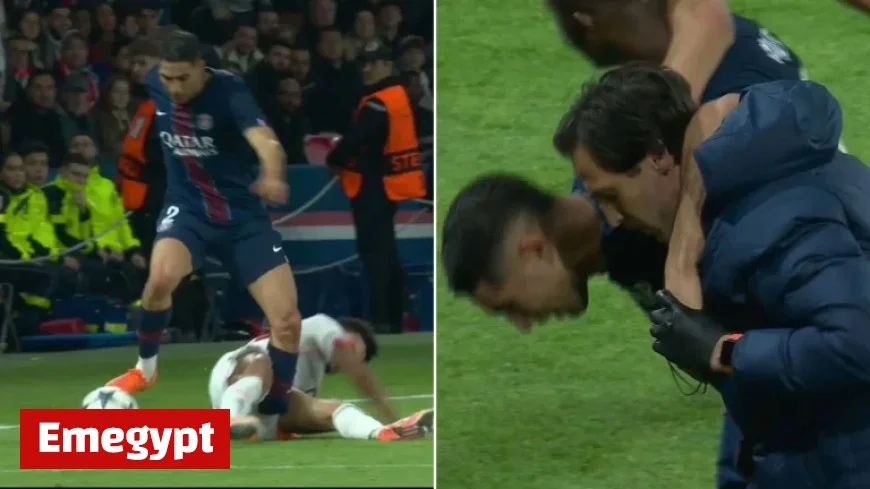 Achraf Hakimi’s Emotional Reaction as Luis Diaz Is Sent Off for Horrific Tackle After Scoring Twice in PSG Match