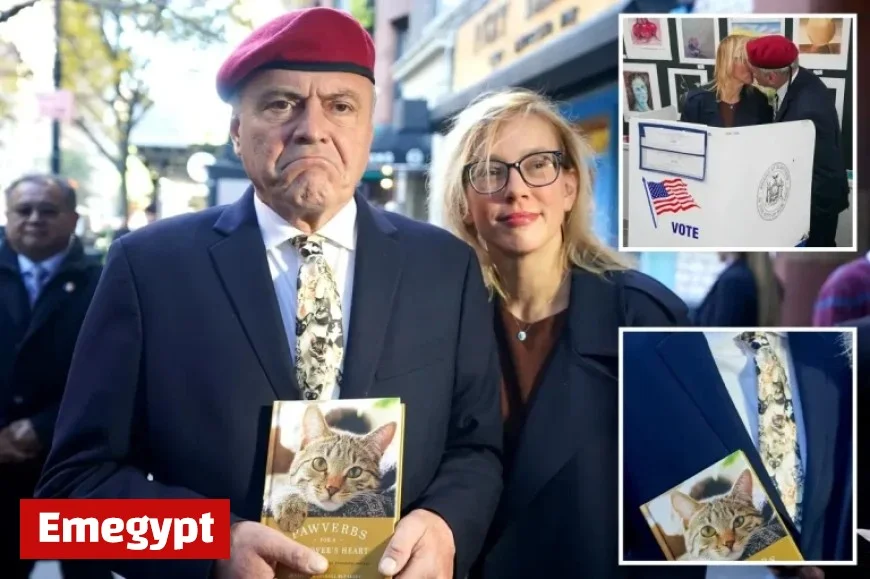Curtis Sliwa Steals the Spotlight at NYC Polling Station with Eye-Catching Cat Tie and Book for Feline Fans