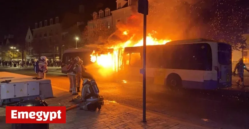 De Lijn bus engulfed in flames after FC Barcelona fans ignite Bengal fire