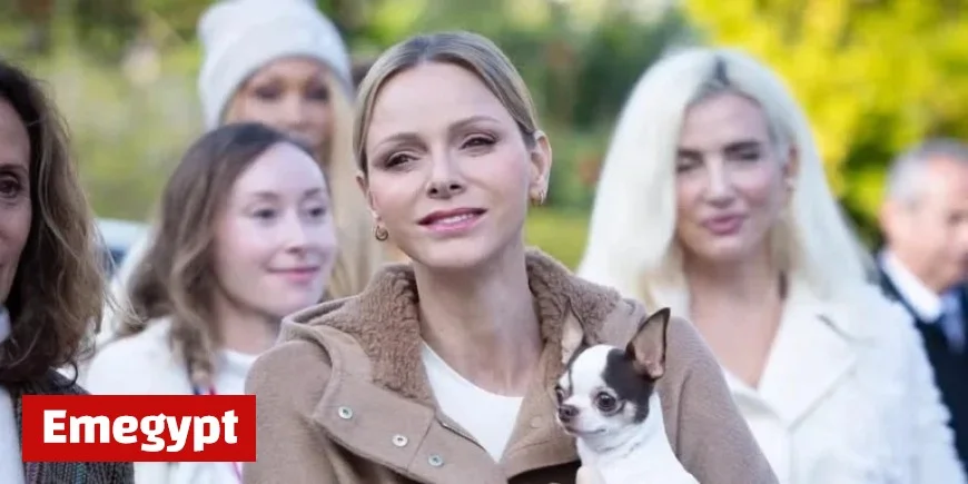 Princess Charlene Wears Max Mara Parka at Charity Walk Event