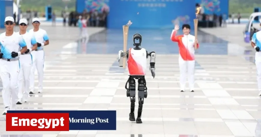 China Showcases Humanoid Robots in National Games Torch Relay Chariots of Wire