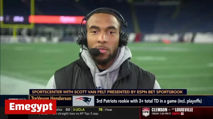 TreVeyon Henderson Scores 3 Touchdowns Against Jets Joins Scott Van Pelt on SportsCenter