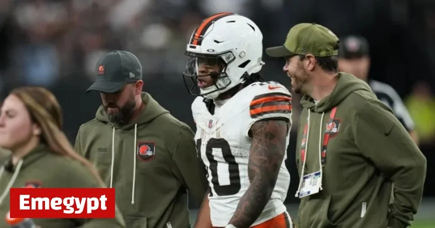 Browns RB Quinshon Judkins Exits Field During Clash with Raiders