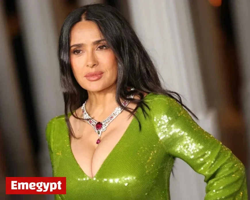 Salma Hayek Stuns in Red Velvet Gown for Kahlua Collaboration