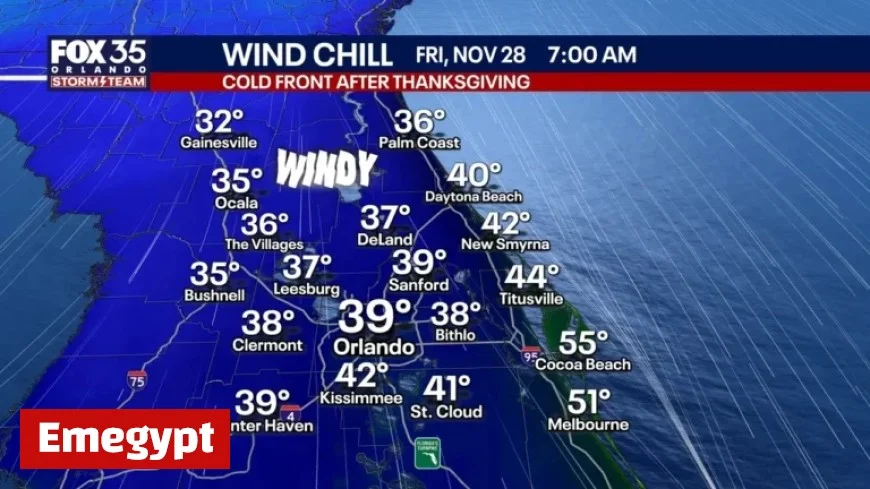 Central Florida Braces for Cold, Windy Night as Temperatures Plunge