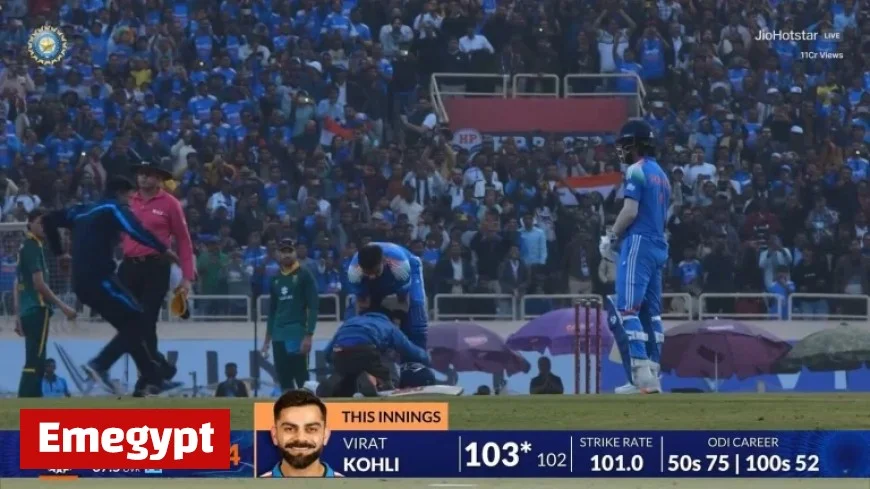Ranchi Security Breached as Fan Touches Virat Kohli’s Feet After 52nd ODI Century in IND vs SA Match; Viral Video Captures the Moment