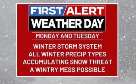Early Week Winter Storm System Approaches: First Alert