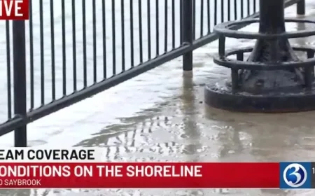 Rain Sweeps Across Connecticut Shoreline