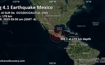 Moderate 4.1 Magnitude Earthquake Strikes 35 km Southwest of Tuxtla Chiapas Mexico on November 29 2025 at 3:50 AM GMT -6