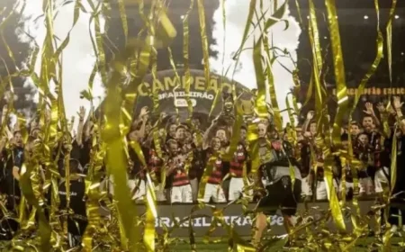 Zico Joins Flamengo Players in Celebrating Brazilian Championship Title