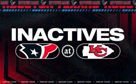 Texans Announce Inactive List for Week 14 Against Chiefs