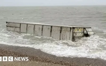Video Captures Cargo Ship Containers Washing Up on Sussex Beach