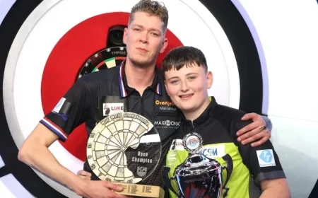 Jimmy van Schie and Mitchell Lawrie Shine in WDF World Darts Championship Final with Exclusive Photo by Chris Sargeant