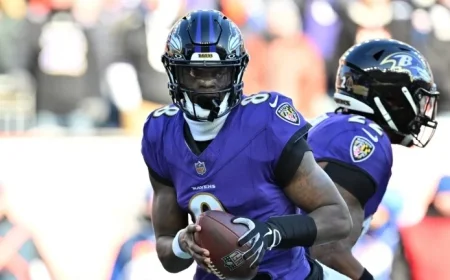 Lamar Jackson’s Second TD Pass Propels Ravens to 14-0 Halftime Lead
