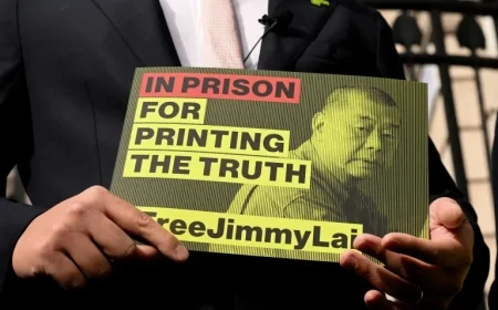 Supporters of Jimmy Lai gather outside Hong Kong court as verdict looms