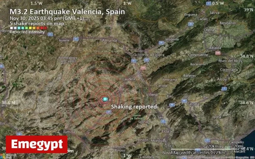 Possible Earthquake Detected Near Elda, Valencia 10 Minutes Ago