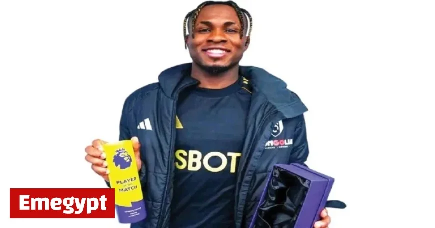 Chukwueze Celebrates Winning Premier League Man of the Match Award