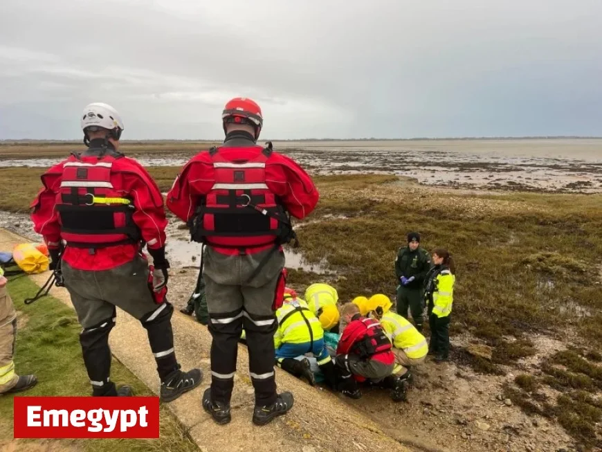 Portsmouth emergency services heroically rescue man from marshland fall
